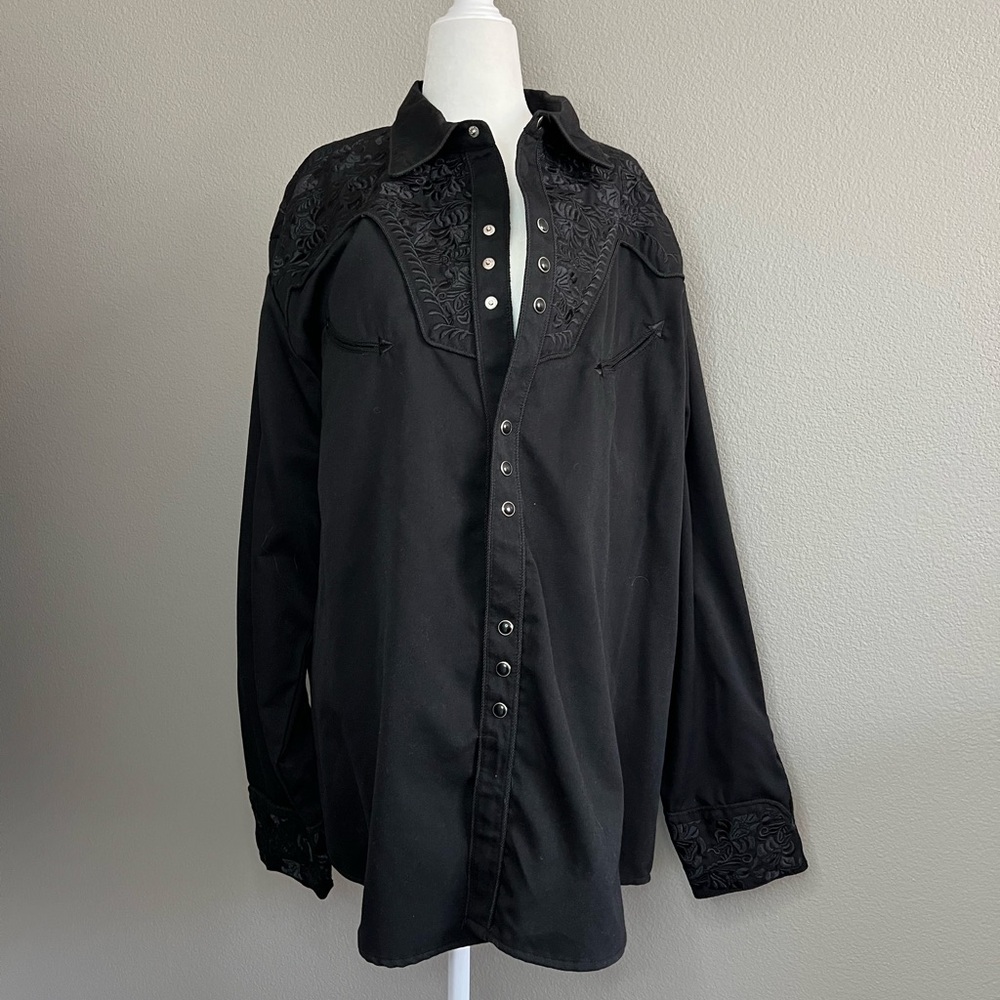 Scully Men’s Black Embroidered Button-Up Shirt Size XLarge EUC